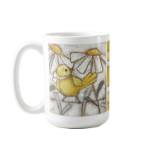 Fåglar och blommor - Gult Bird and Rand