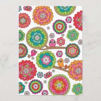 Fåglar och blommor illustration inbjudningskort