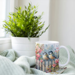 Fåglar och blommor kaffemugg