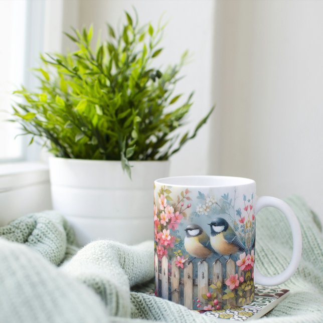 Fåglar och blommor kaffemugg (Skapare uppladdad)