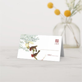 Fåglar och blommor Kinesiska Bröllop Ställe + meny