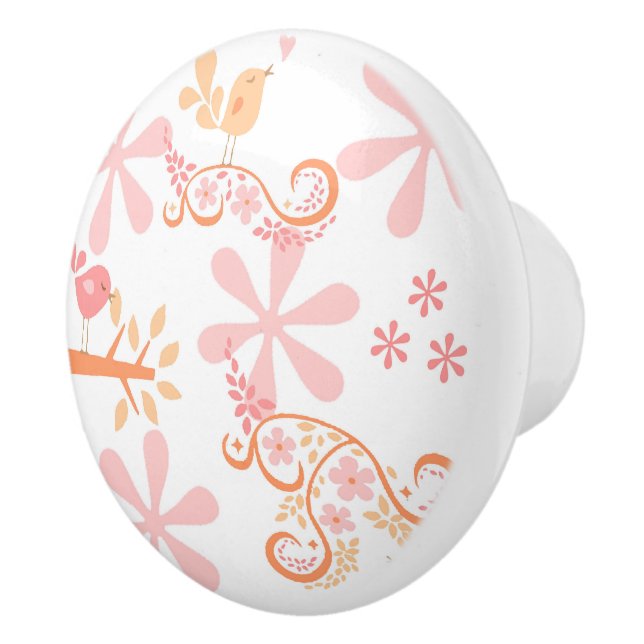 Fåglar och blommor knopp (Höger)