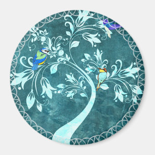 Fåglar och blommor magnet