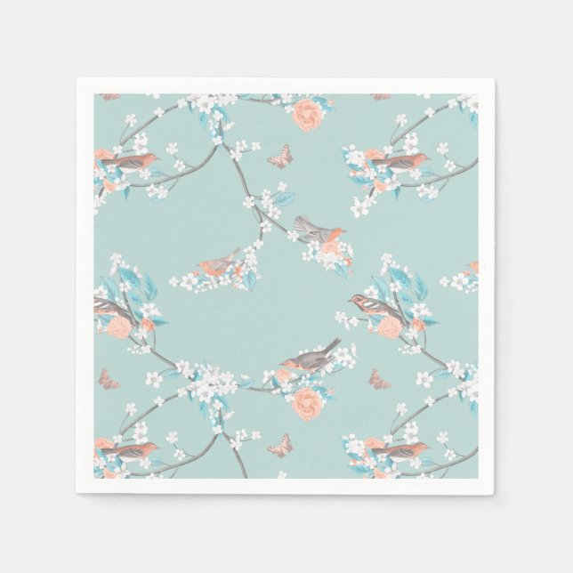 Fåglar och blommor pappersservett (Framsidan)