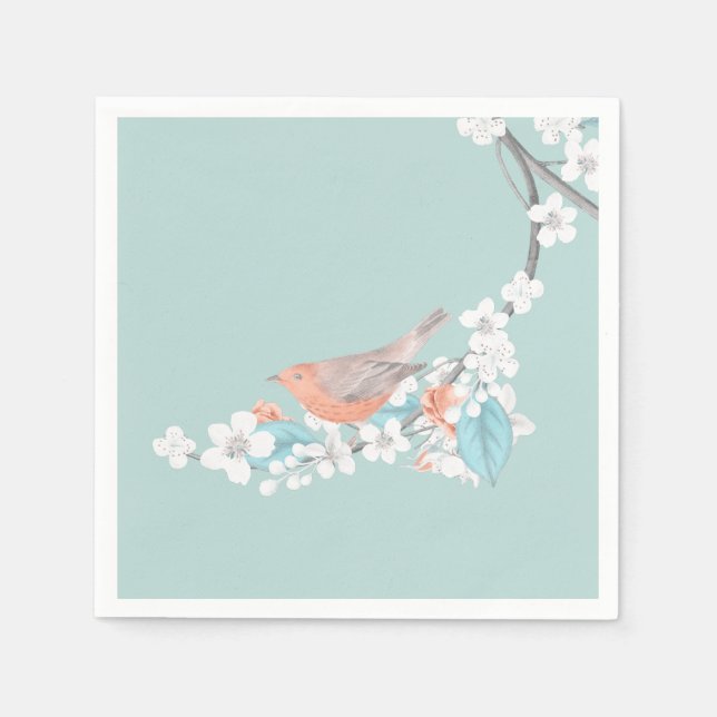 Fåglar och blommor pappersservett (Framsidan)