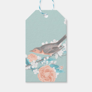 Fåglar och blommor presentetikett
