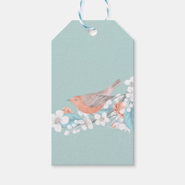Fåglar och blommor presentetikett (Framsidan)