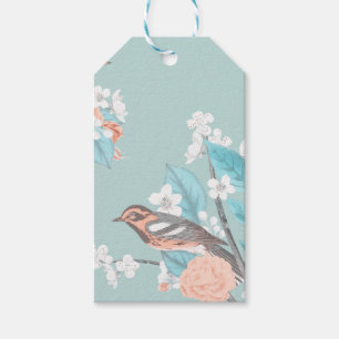 Fåglar och blommor presentetikett