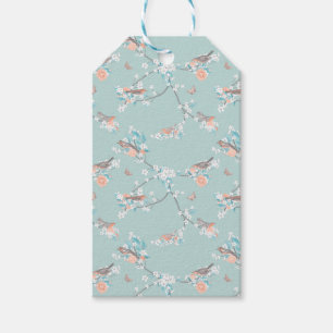 Fåglar och blommor presentetikett