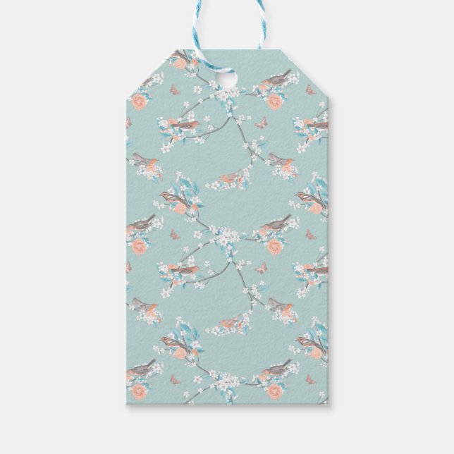 Fåglar och blommor presentetikett (Framsidan)