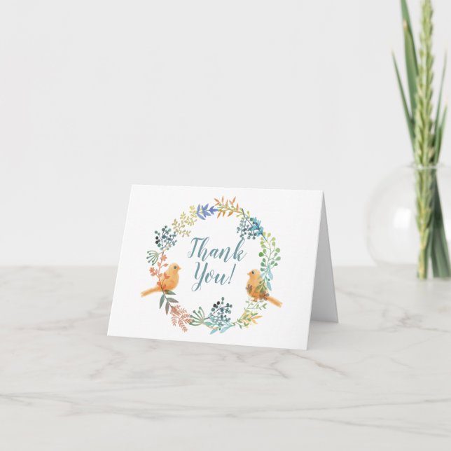 Fåglar och blommor | TACK Kort (Framsida)