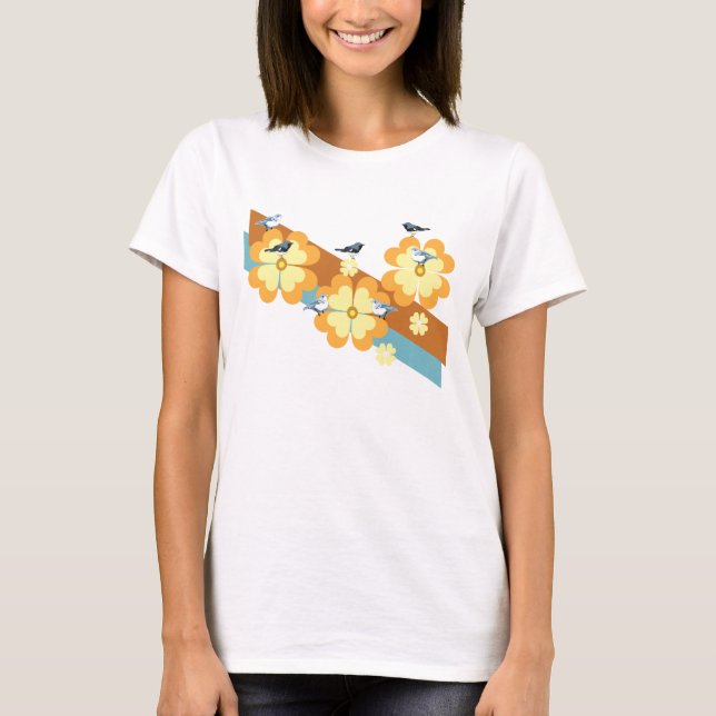 Fåglar och blommor tee (Framsida)