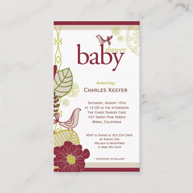 Fåglar och blommor tilläggskort (Framsida)