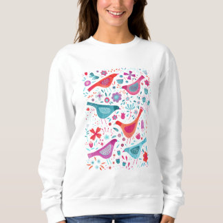 Fåglar och blommor Vattenfärg T Shirt