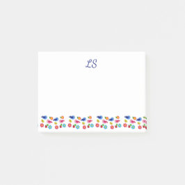 Fåglar och blommor, vita vår mönster post-it block