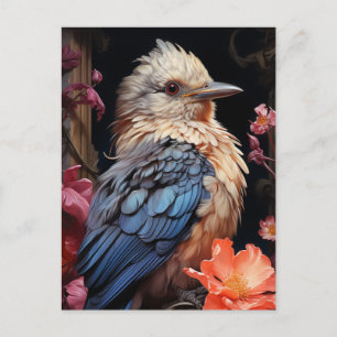 Fåglar och blommor vykort