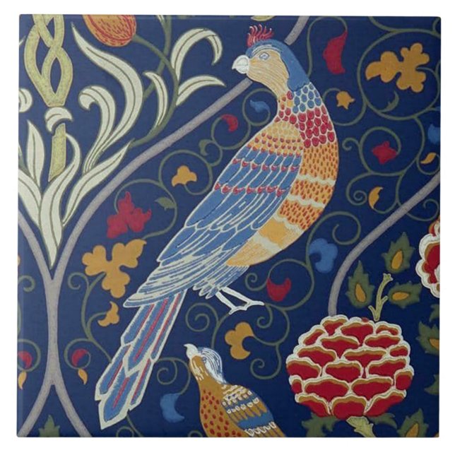 Fåglar och blommor, William Morris Kakelplatta (Framsidan)