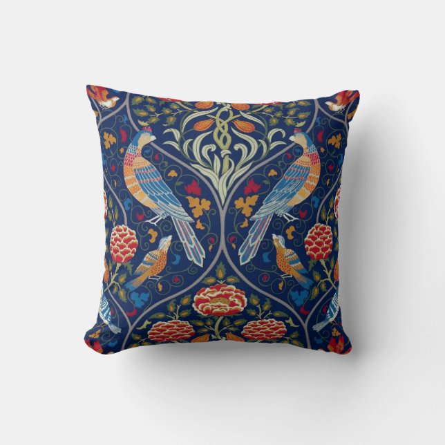 Fåglar och blommor, William Morris Kudde (Framsida)