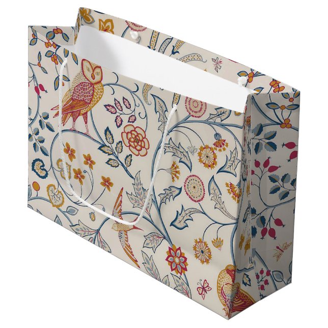 Fåglar och blommor, William Morris Large Gift Bag (Framsidan Vinklad)
