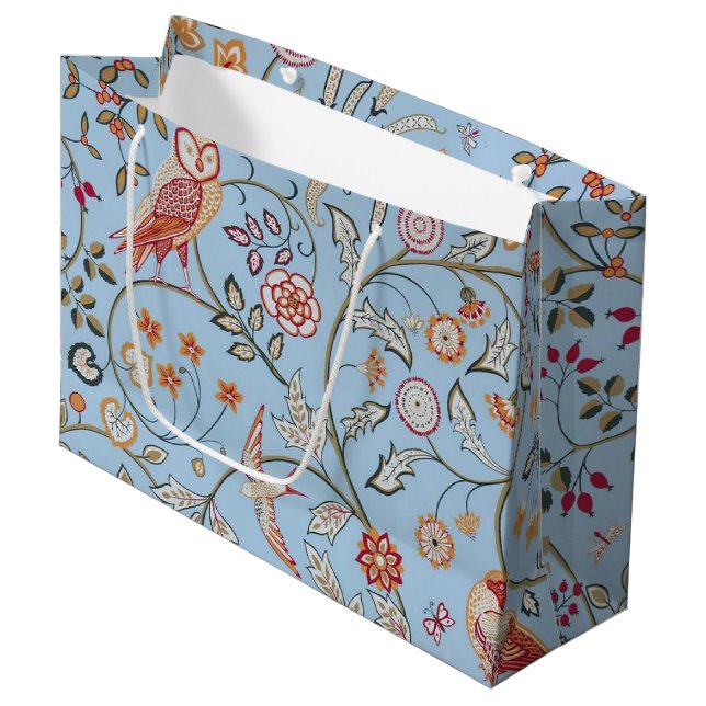 Fåglar och blommor, William Morris Large Gift Bag (Framsidan Vinklad)