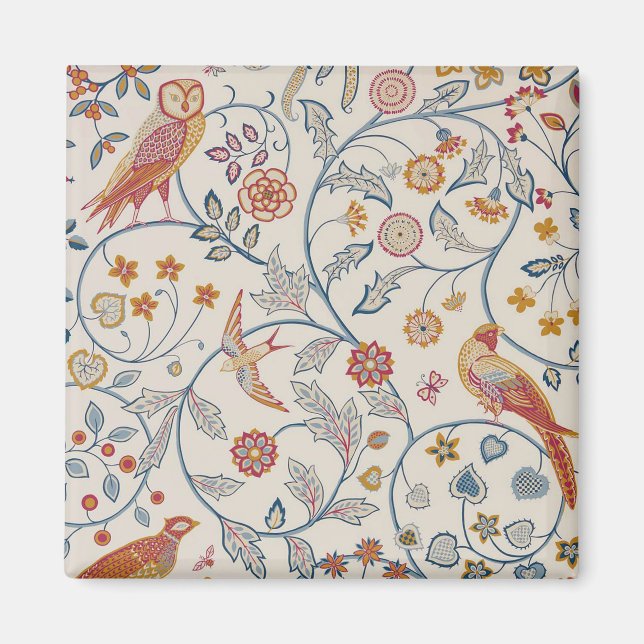 Fåglar och blommor, William Morris Magnet (Framsidan)