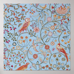 Fåglar och blommor, William Morris Poster