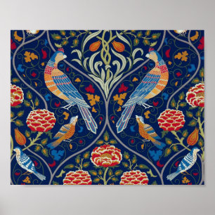 Fåglar och blommor, William Morris Poster