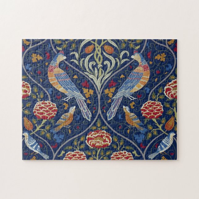 Fåglar och blommor, William Morris Pussel (Horisontell)