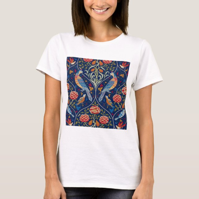Fåglar och blommor, William Morris T Shirt (Framsida)