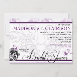 Fåglar och Blomstror Finare Inbjudningskort för mö