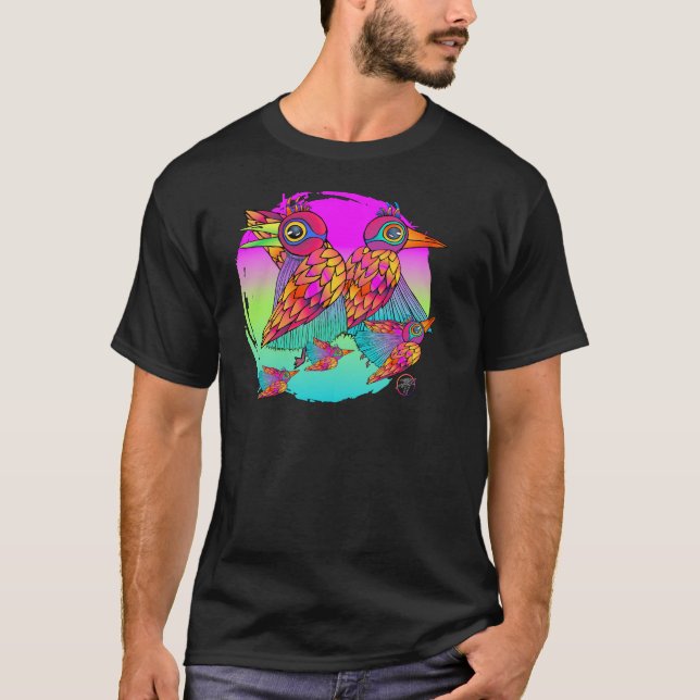 Fåglar och färg t shirt (Framsida)