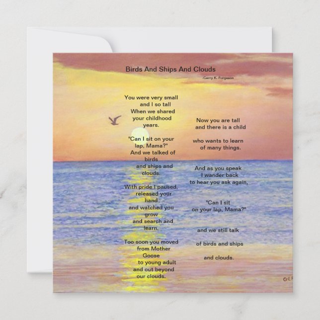 FÅGLAR OCH FRAKTASER SAMT STÄDER TACK KORT (Framsida)