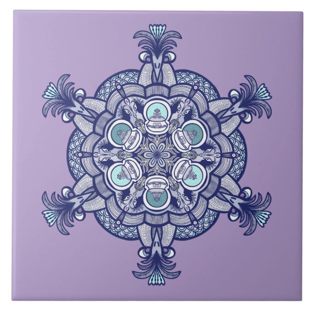 Fåglar och glober kakelplatta (Framsidan)