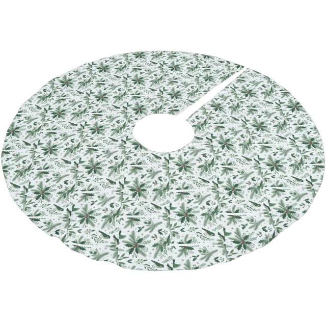 Fåglar och grenar julmotiv  julgransmatta borstad polyester (Vinklad)