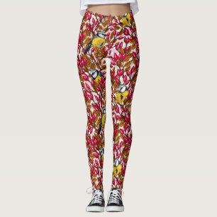 Fåglar och häckar i hund leggings