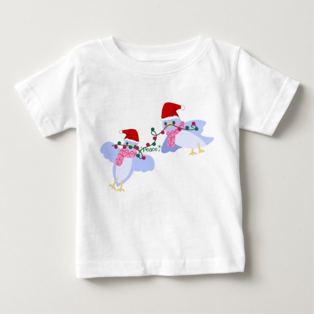 Fåglar och jul Ljus Baby Jersey T Shirt (Framsida)