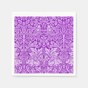 Fåglar och kaniner design, färgrik lavendel, pappersservett