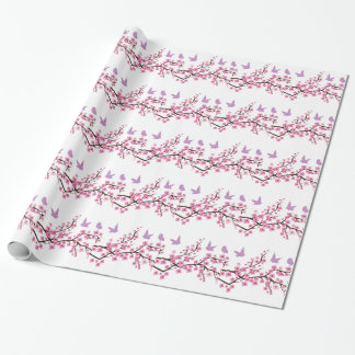 Fåglar och körsbärblommar presentpapper