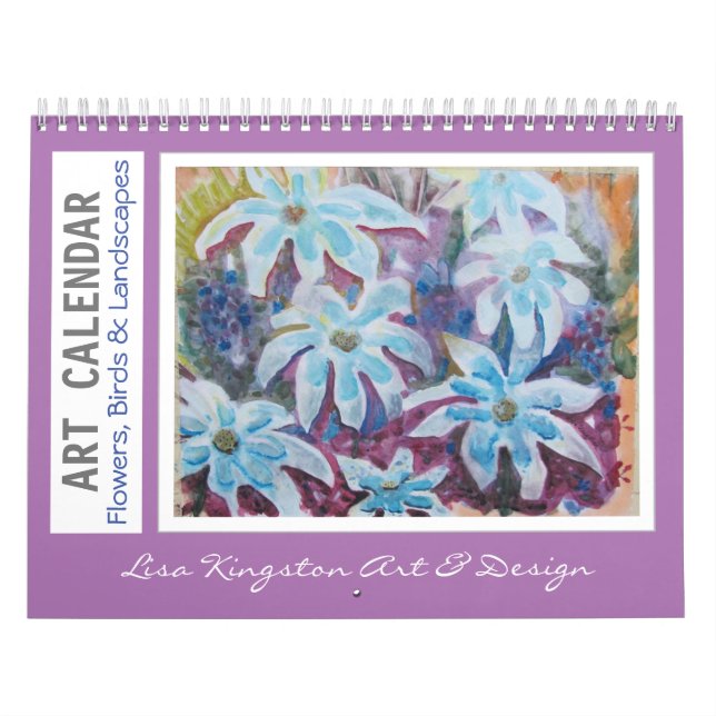 Fåglar och landskap i vattenfärgsblommor kalender (Omslag)