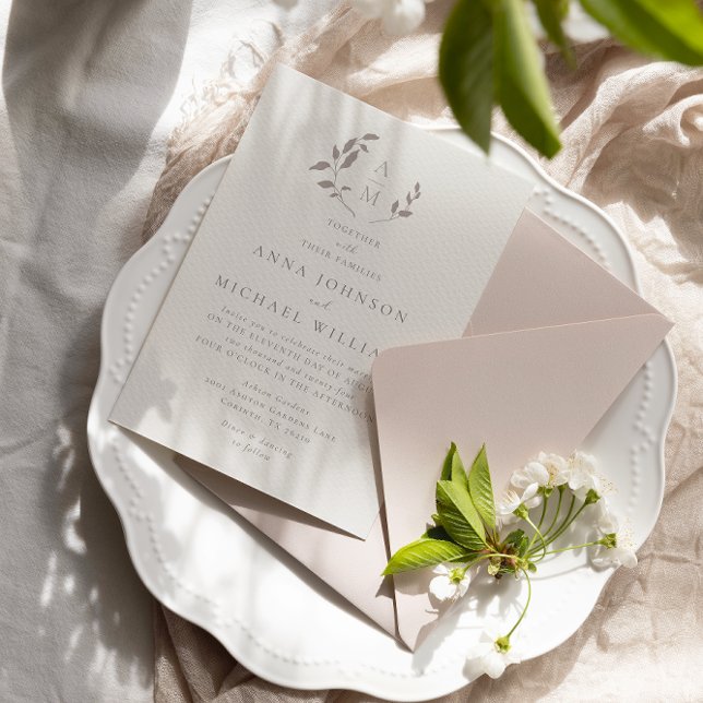 Fåglar och löv romantisk bröllopsinbjudning inbjudningar (Skapare uppladdad)