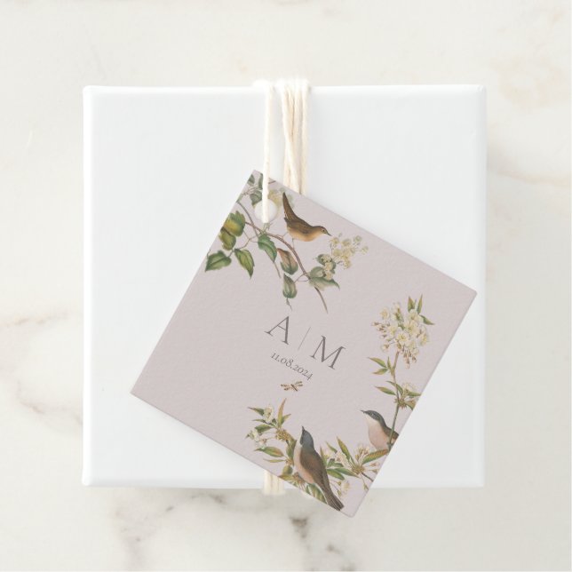 Fåglar och löv, romantiskt bröllop gynnar märkre gåvor etiketter (På plats)