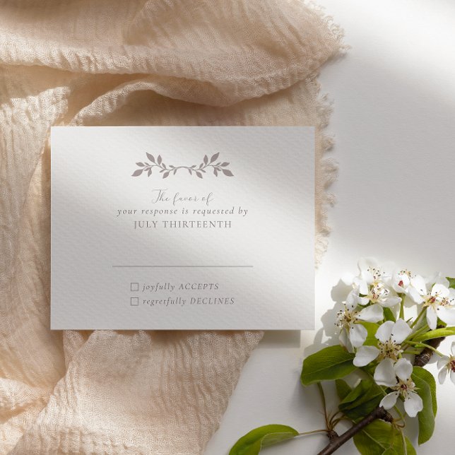 Fåglar och löv, romantiskt ekru-responskort OSA kort (Skapare uppladdad)