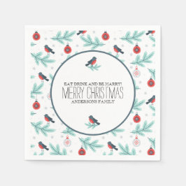 Fåglar och prydnadsföremål Färgfläckar jul Mönster Pappersservett