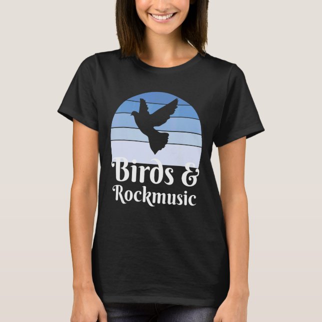 Fåglar och rockmusik t shirt (Framsida)