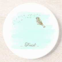 Fåglar och Skrift Sandstens Coaster Aqua