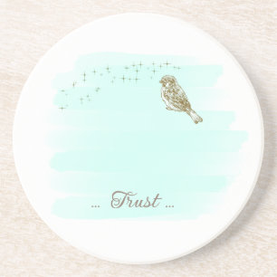 Fåglar och Skrift Sandstens Coaster Aqua Underlägg