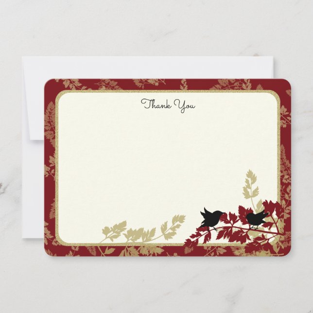 Fåglar och Tack med platta trävarukort (Framsida)