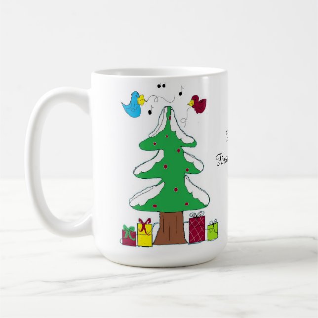 Fåglar och Träd Bebis Första Jul Kaffemugg (Vänster)