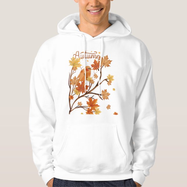 Fåglar och trevlig höst hoodie (Framsida)