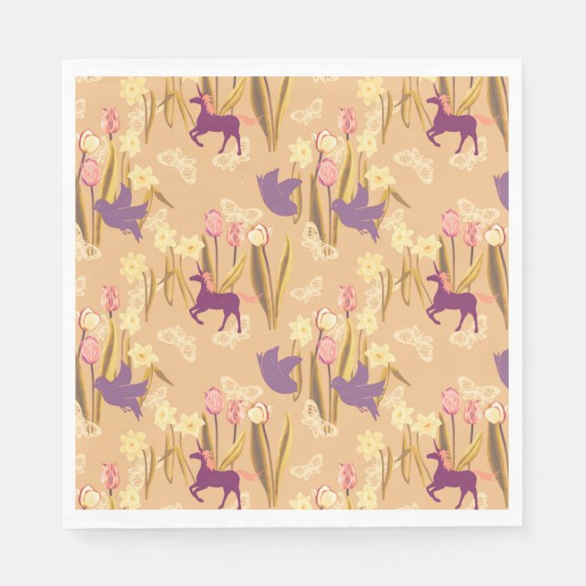 Fåglar och universitet på Vår Meadow Pappersservett (Framsidan)